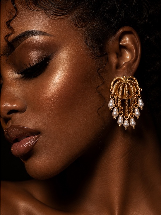 Anthropologie Jewelry - Gold Hoop Earrings with White Pearl Drops